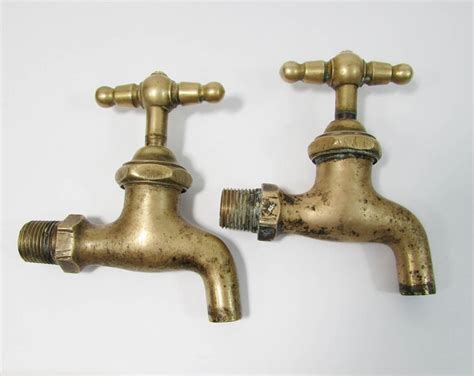 Vintage Pair Brass Water Faucets Architectural Farmhouse Salvage Etsy