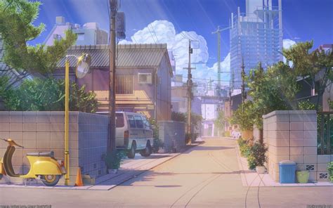 Download 2560x1600 Anime Street, Scenic, Buildings, Bicycle Wallpapers ...