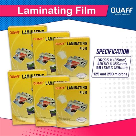 R R R Size Quaff Laminating Film Micron Micron Hot