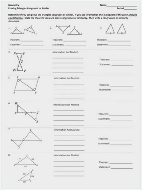 Triangle Congruence Proofs Practice Worksheet