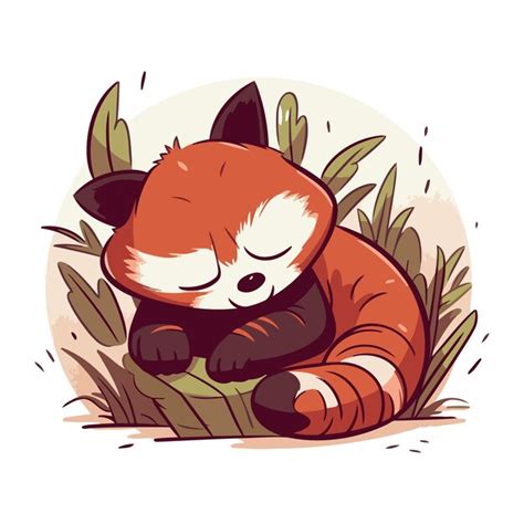 Un Panda Rouge Mignon Qui Dort Dans L Herbe Illustration Vectorielle