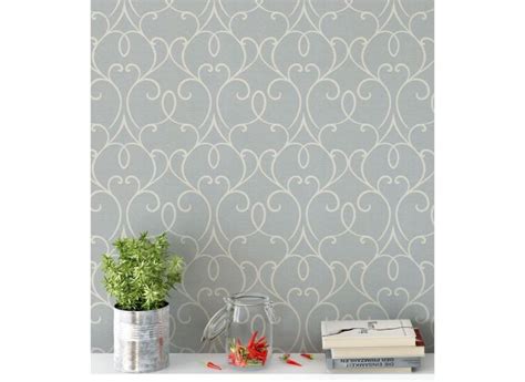 Papel De Parede Fundo Simulando Jeans Detalhes Arabescos Na Cor Nude Para Quartos E Sala