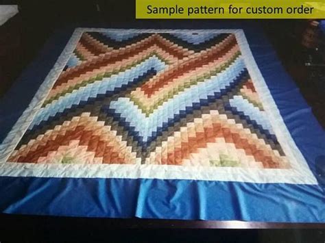 Custom Bargello Twist Quilt Queen King California King Size Quilt Bed