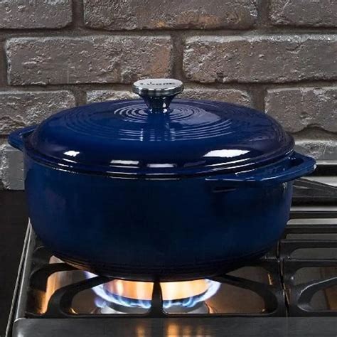 Lodge 6 Quart Enameled Cast Iron Dutch Oven With Lid Dual Handles Oven Safe Up To 500deg F