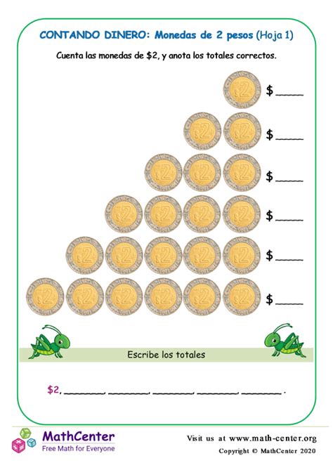 Primer Grado Hojas De Trabajo Identificar Y Contar Monedas Math Center