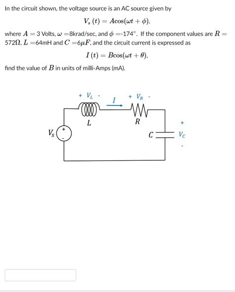 Solved In The Circuit Shown The Voltage Source Is An Ac Chegg