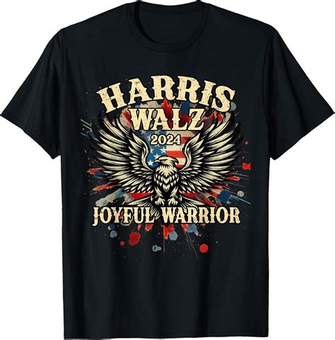 Harris Walz 2024 Joyful Warrior Eagle Usa Flag T Shirt