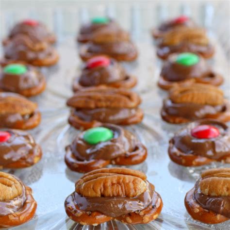 Rolo Pretzel Bites Snack Christmas Gift Recipe Pecans