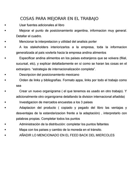 Cosas Para Mejorar En El Trabajofinal Comp Consumidor Cosas Para