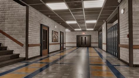 D Model Ue School Hallway Vr Ar Low Poly Cgtrader