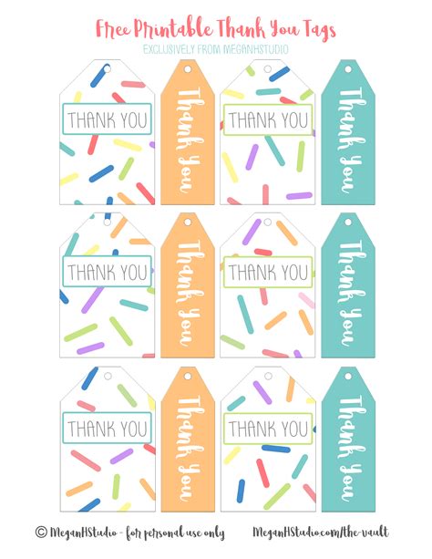 Free Printable Rainbow Thank You Gift Tags MeganHStudio