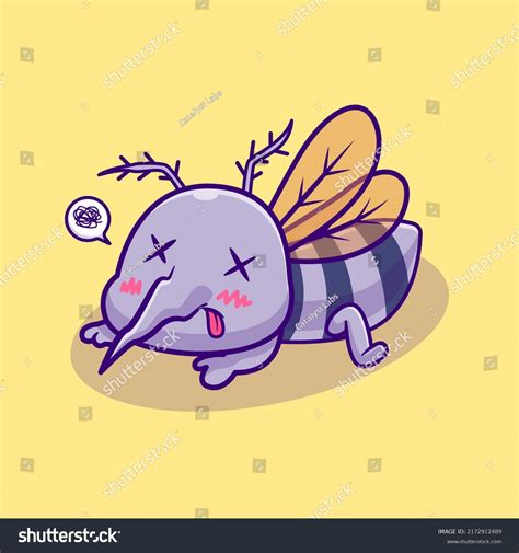 Cute Mosquito Dead Cartoon Vector Icon Stock Vector Royalty Free