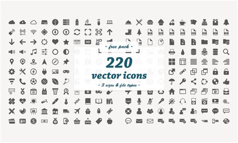 Free Download: 220 Flat Vector Icons - Dreamstale