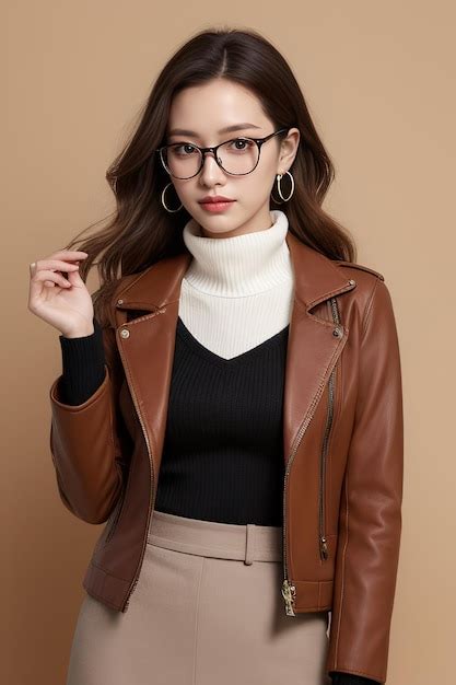 Premium Ai Image A Woman Wearing Glasses And A Sweater With A Sweater On The Front