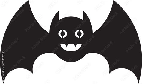 Halloween bat with smile face icon, isolated white background. Vector ...