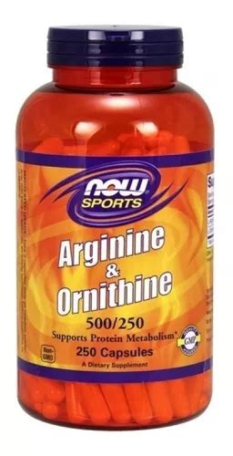 L Arginina 500 mg e E Ornitina 250 mg em frasco de 250 cápsulas Now