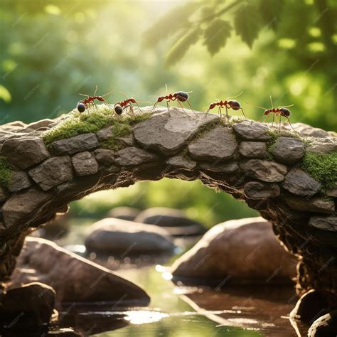 Premium AI Image | ants constructing bridge