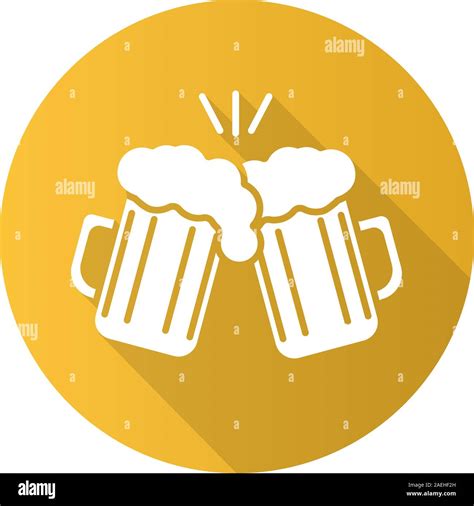 Toasting Beer Glasses Flat Design Long Shadow Icon Cheers Two Foamy