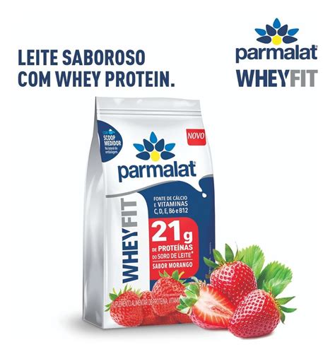 Whey Protein Em Pó Parmalat Sabor Morango Pacote 450g MercadoLivre