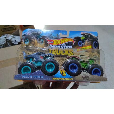 Jual HOT WHEELS MONSTER TRUCKS DUO MEGA WREX VS LEOPARD SHARK Shopee Indonesia
