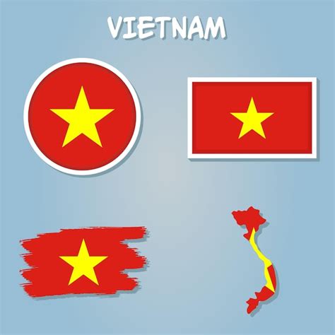 Karte Von Vietnam Mit Flagge Auf Blauem Hintergrund Isoliert Premium