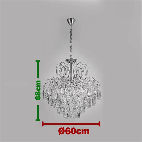 Lustre Clássico de Cristais Cromado 60cm 6L SINDORA DCD00444