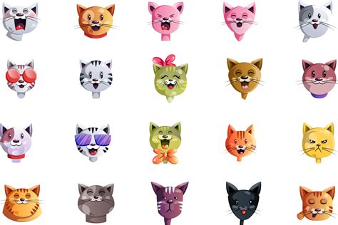 20x Cat Face Illustration Crella