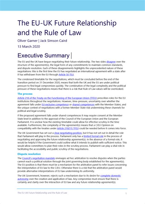 The Eu Uk Future Relationship And The Rule Of Law