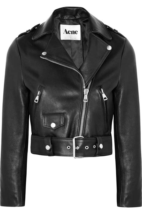 Acne Studios Mape Cropped Leather Biker Jacket In Black Lyst