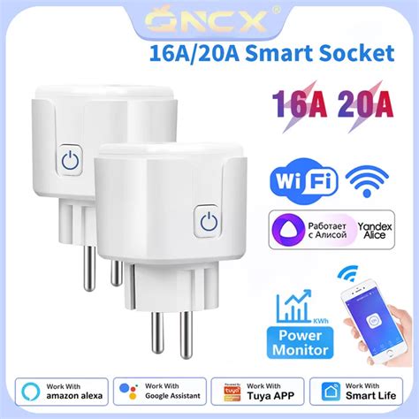 QNCX Tuya Smart Socket 16A 20A EU WIFI Wireless Remote Control Timer