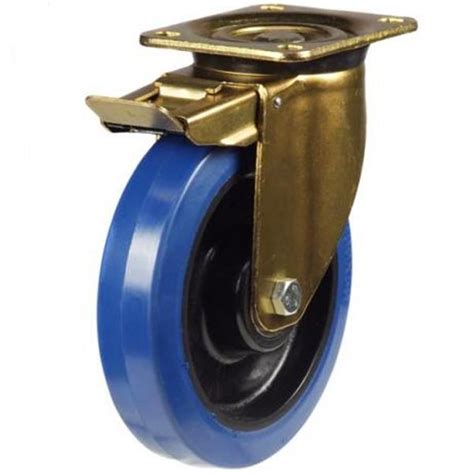 160mm Non Marking Rubber Swivel Braked Castor 350kg Max Load