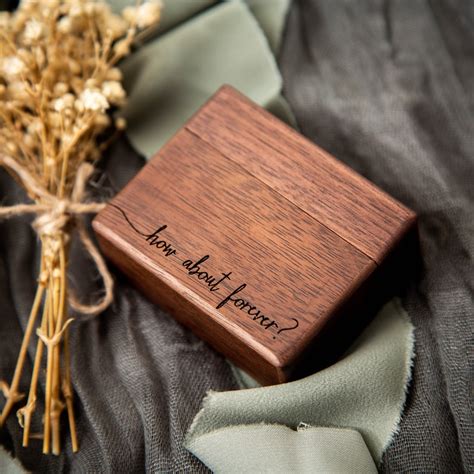 Flip Wood Ring Box Engraved Secret Engagement Ring Box Slim Etsy