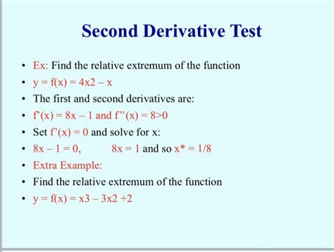 Solved Second Derivative Test Ex Find The Relative Extremum