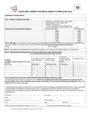 Fillable Online Dphhs Mt 16 CACFP MEAL BENEFIT INCOME ELIGIBILITY FORM