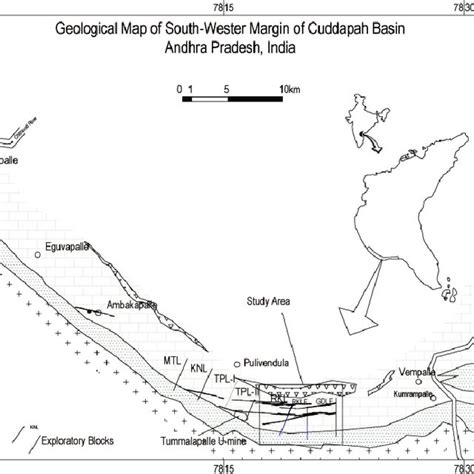 Geological Map Of The South Western Part Of The Cuddapah Basin Showing