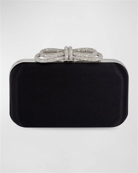 Mach Mach Embellished Bow Satin Clutch Bag In Black Lyst