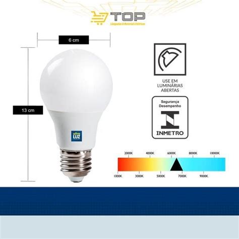 Kit L Mpada Led Bulbo A W E K Bivolt Branco Frio Ultraluz