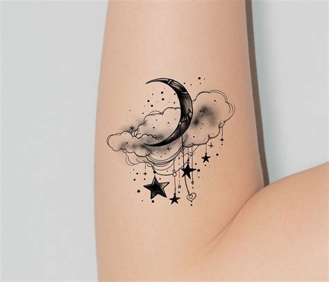 Tattoo Design Moon and Stars Printable Art - Etsy