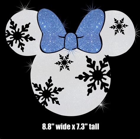 88 Minnie Mouse Snowflake Winter Iron On Glitter Vinyl Etsy