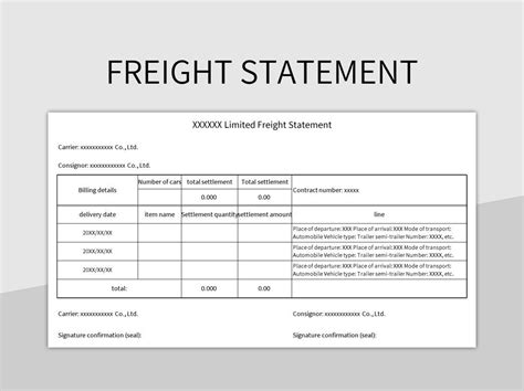 Freight Statement Excel Template And Google Sheets File For Free