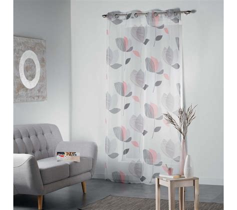 Voilage À Oeillets Motifs Feuilles 140 X 240 Cm Rose Voilage BUT