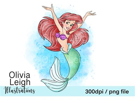 Princess Ariel and Flounder Cute Clipart PNG Files DIGITAL - Etsy