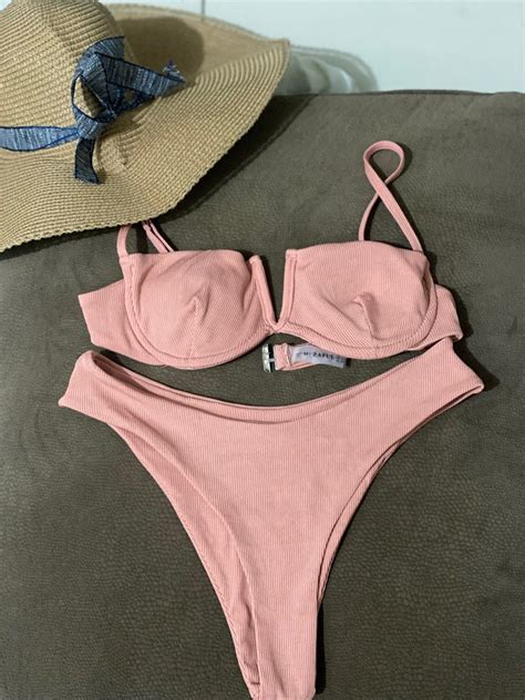 Pink Two Piece Bikini Swimsuit Women S Fashion Swimwear Bikinis Swimsuits On Carousell
