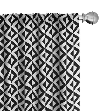 Geometric Curtains 2 Panels Set Monochrome Geometric Ornamental