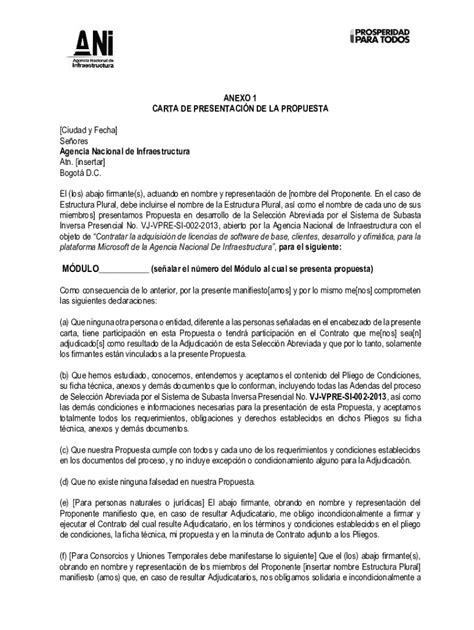 Completable En L Nea Anexo Carta De Presentacin De La Propuesta Fax