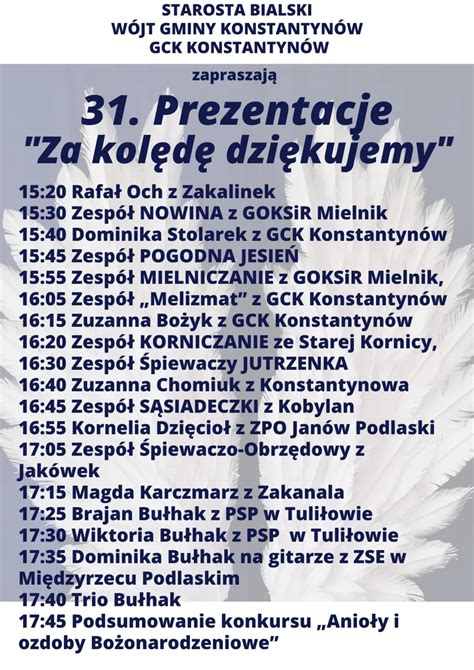 31 Prezentacje Za kolędę dziękujemy w Konstantynowie zaproszenie