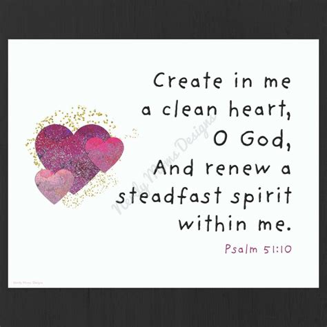 Create In Me A Clean Heart Scripture Quote Psalm 51 10 Printable Bible