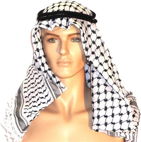 Authentic and NEW Head Shemagh Kafiya Arab Scarf with Agal Black White ...