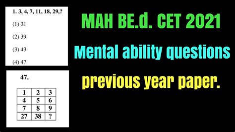 MAH B Ed CET Exam 2021 B Ed Cet Mental Ability Questions B Ed Cet