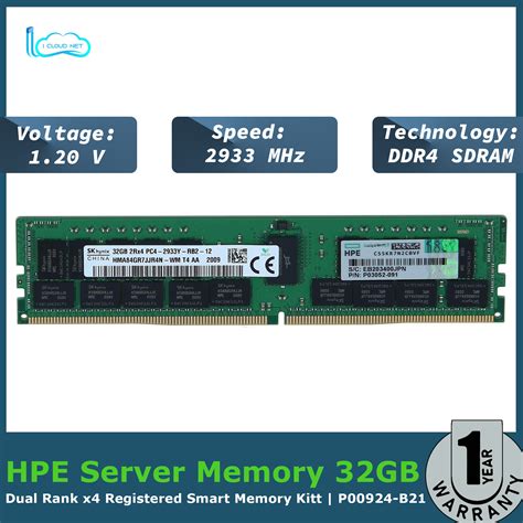 HPE Server Memory 32GB P00924 B21 HPE 32GB 2Rx4 PC4 2933Y R Smart